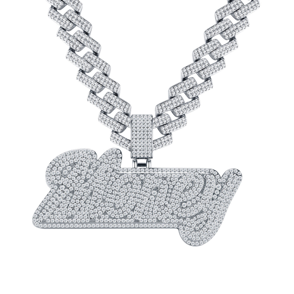 Shorty Moissanite Nameplate Necklace in Sterling Silver