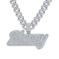 Shorty Moissanite Nameplate Necklace in Sterling Silver