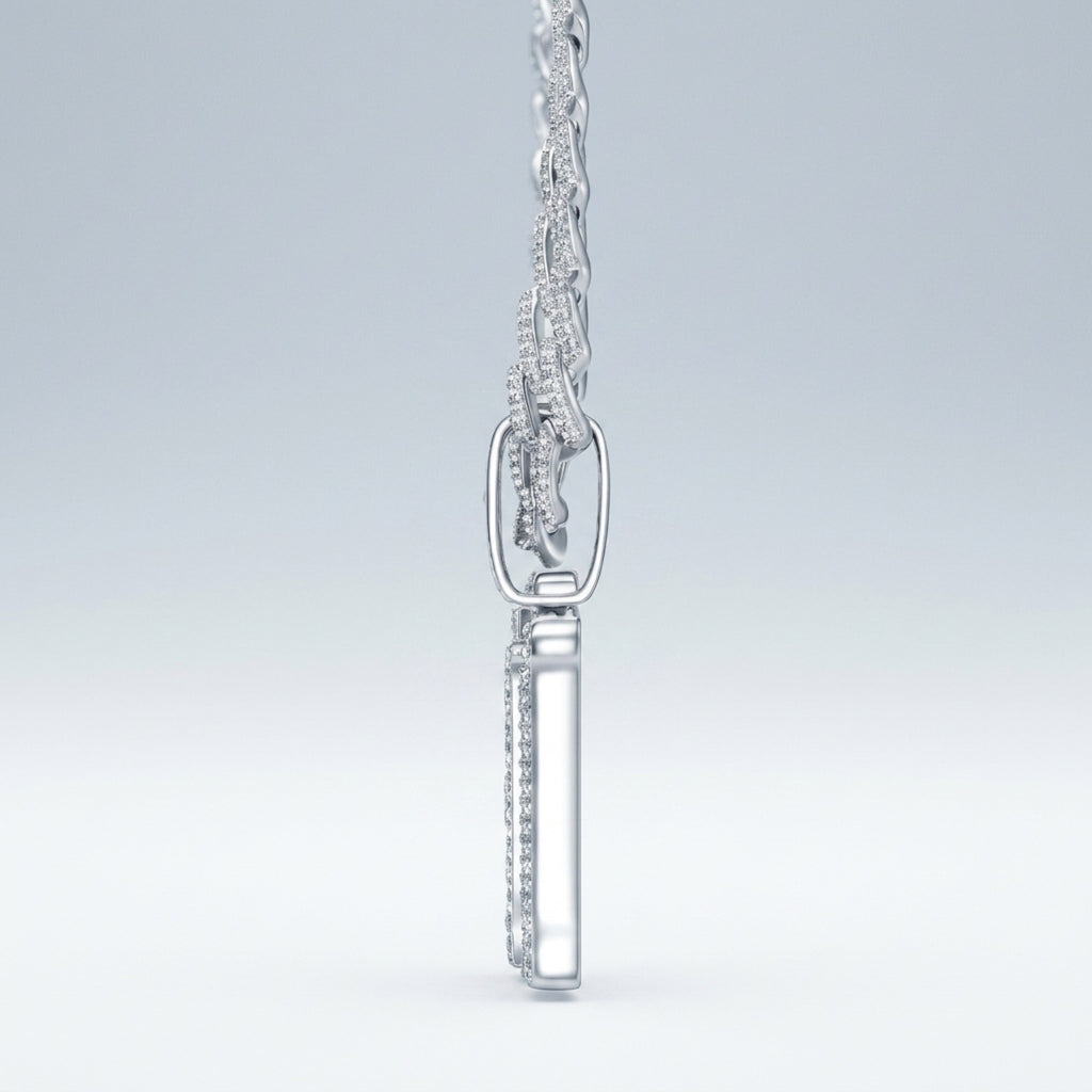 Shorty Moissanite Nameplate Necklace in Sterling Silver