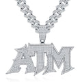 ATM Moissanite Nameplate Necklace in Sterling Silver