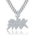 Bank Moissanite Nameplate Necklace in Sterling Silver
