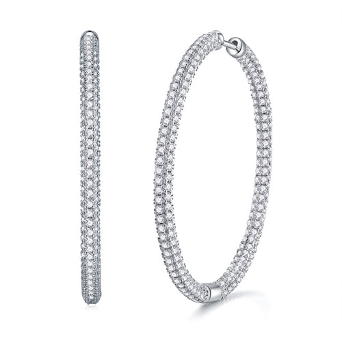 Cocoa Moissanite Hoop Earrings in Sterling Silver