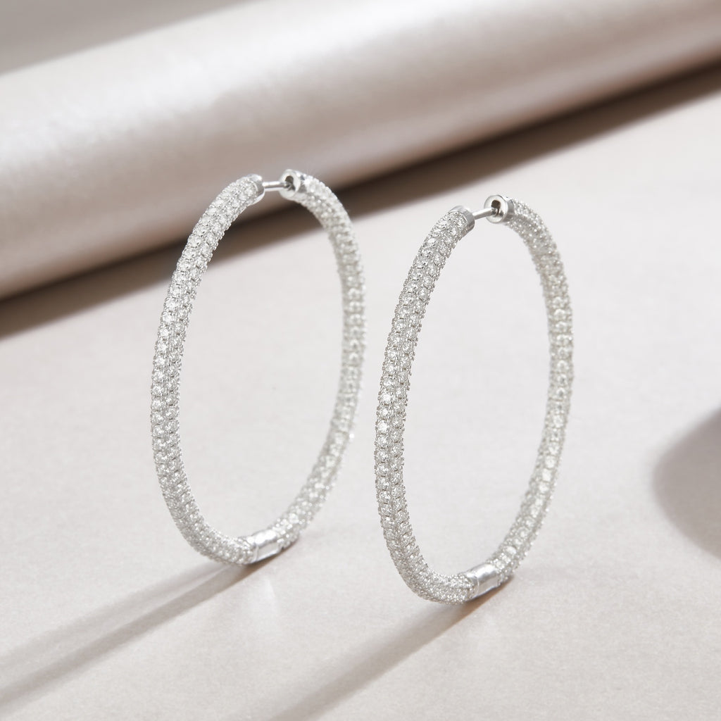 Cocoa Moissanite Hoop Earrings in Sterling Silver