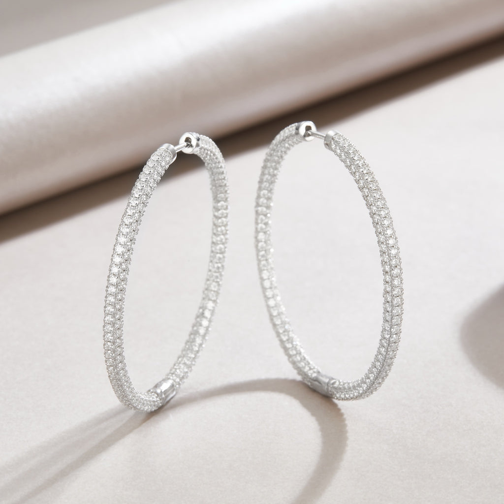 Cocoa Moissanite Hoop Earrings in Sterling Silver