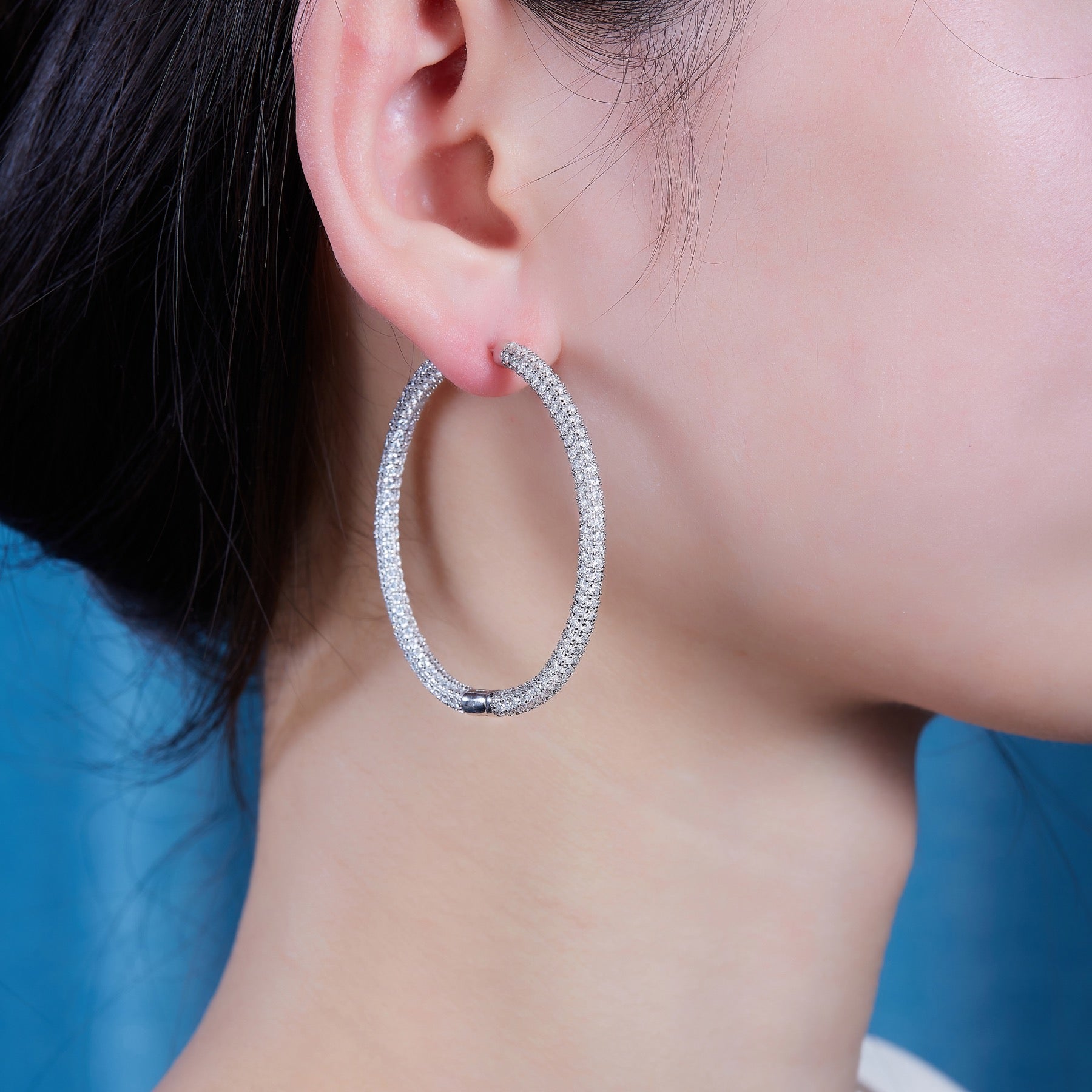 Cocoa Moissanite Hoop Earrings in Sterling Silver