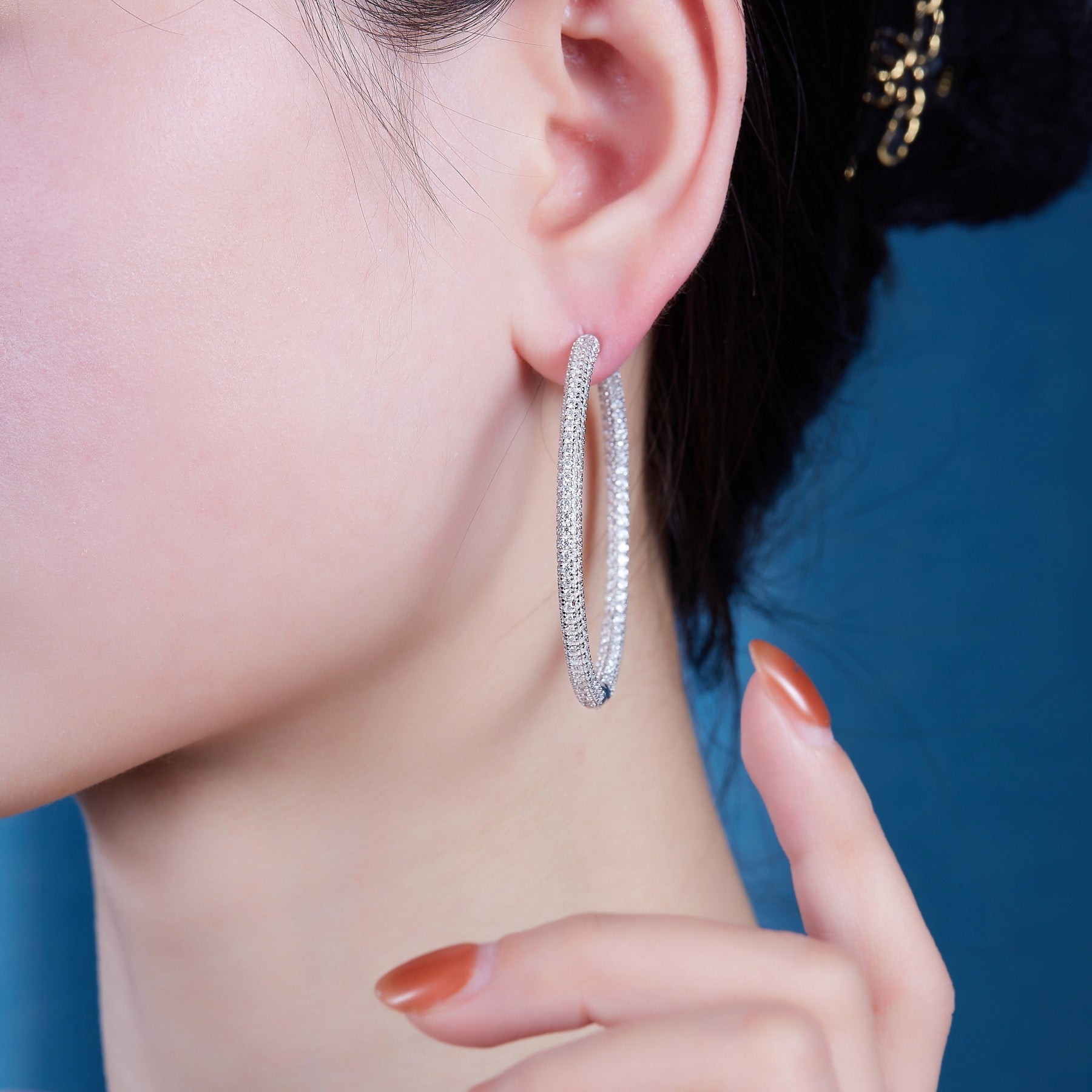 Cocoa Moissanite Hoop Earrings in Sterling Silver