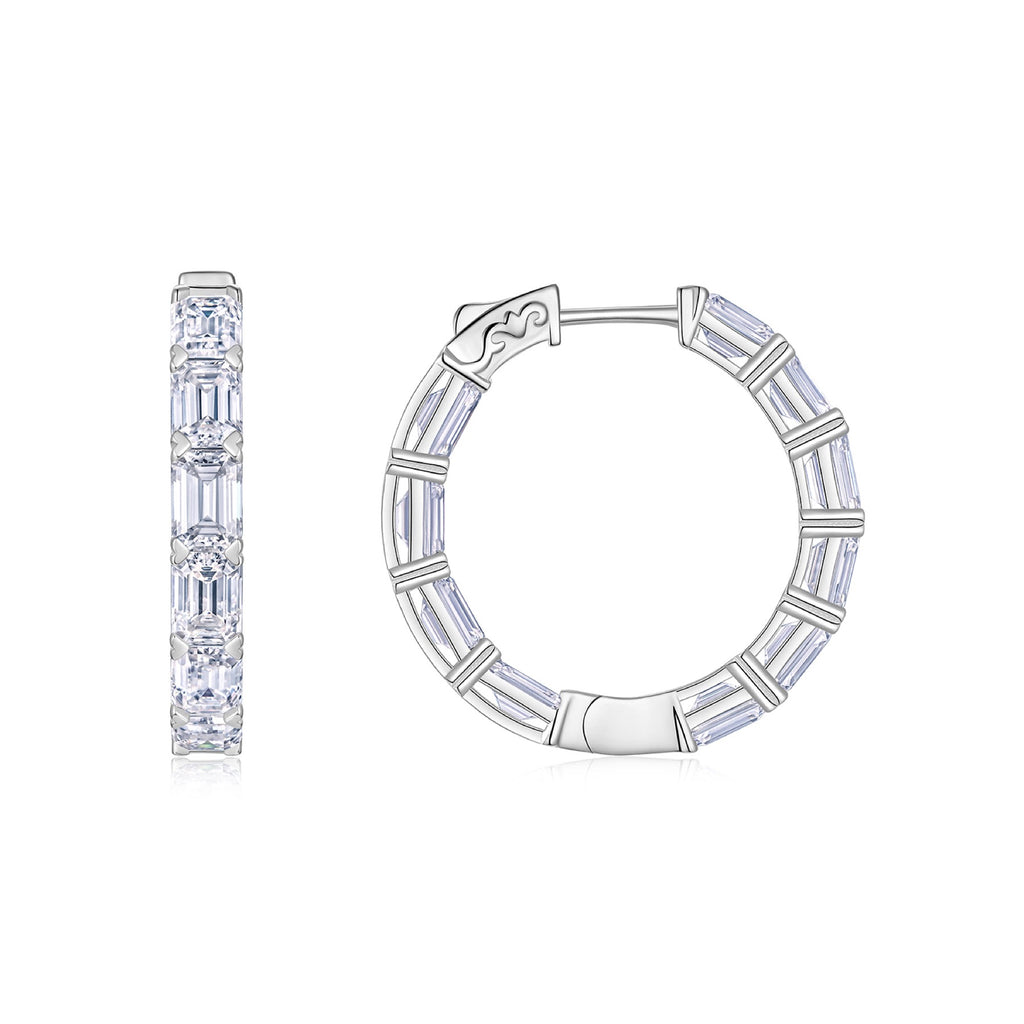 Ambra Moissanite Hoop Earrings in Sterling Silver