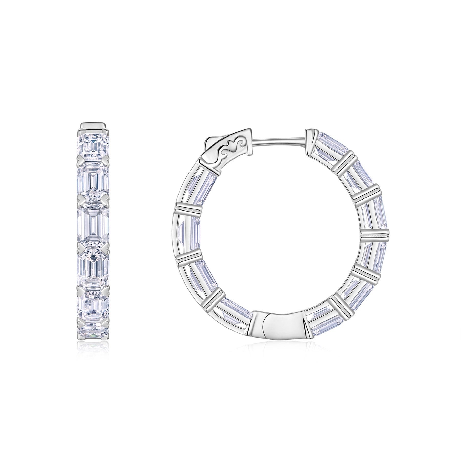 Ambra Moissanite Hoop Earrings in Sterling Silver