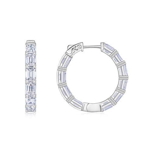 Ambra Moissanite Hoop Earrings in Sterling Silver