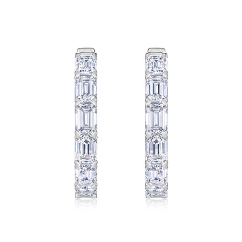 Ambra Moissanite Hoop Earrings in Sterling Silver