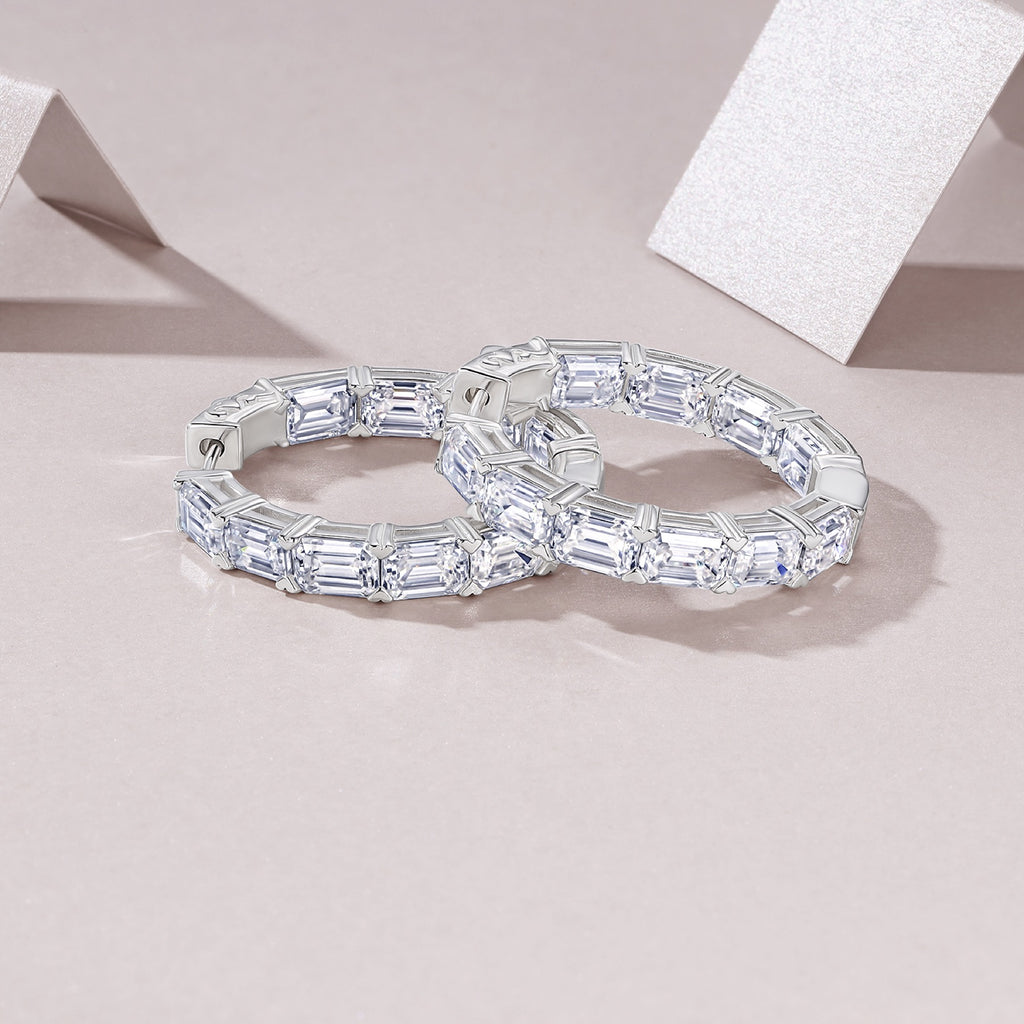 Ambra Moissanite Hoop Earrings in Sterling Silver