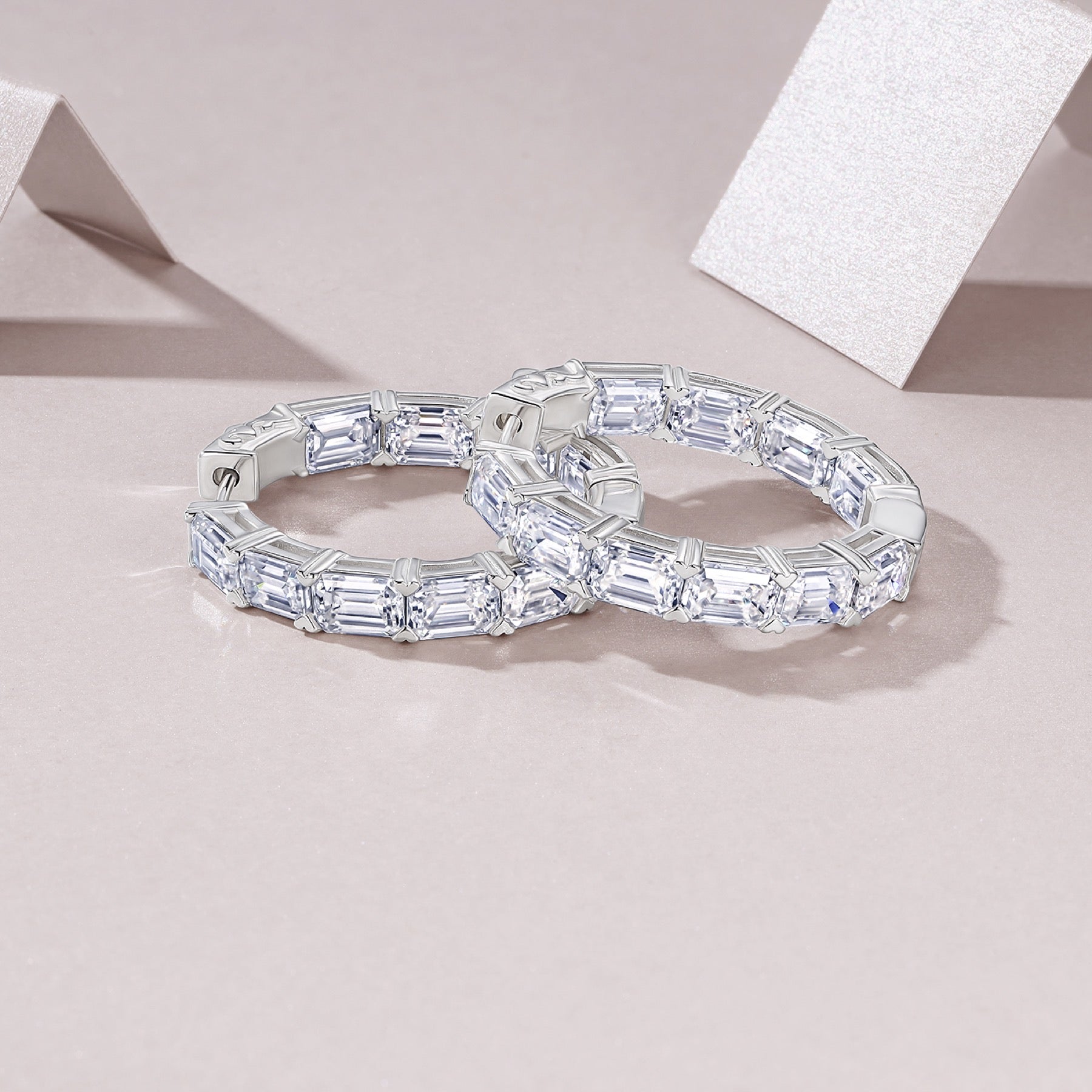 Ambra Moissanite Hoop Earrings in Sterling Silver