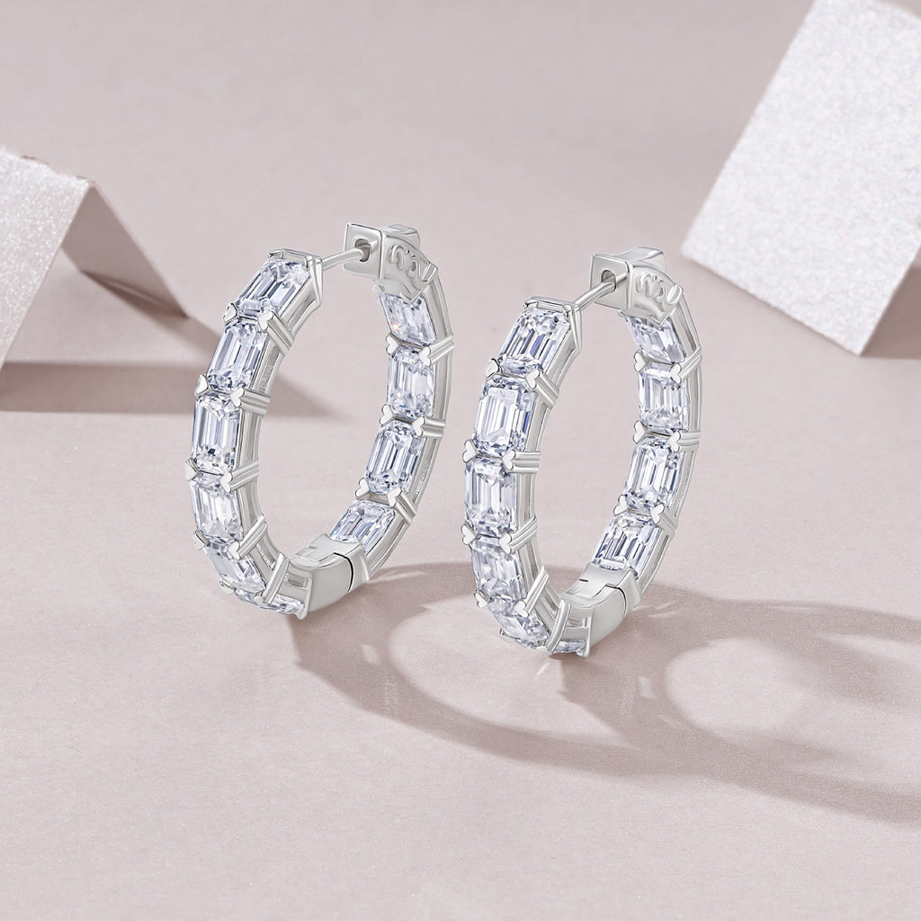 Ambra Moissanite Hoop Earrings in Sterling Silver