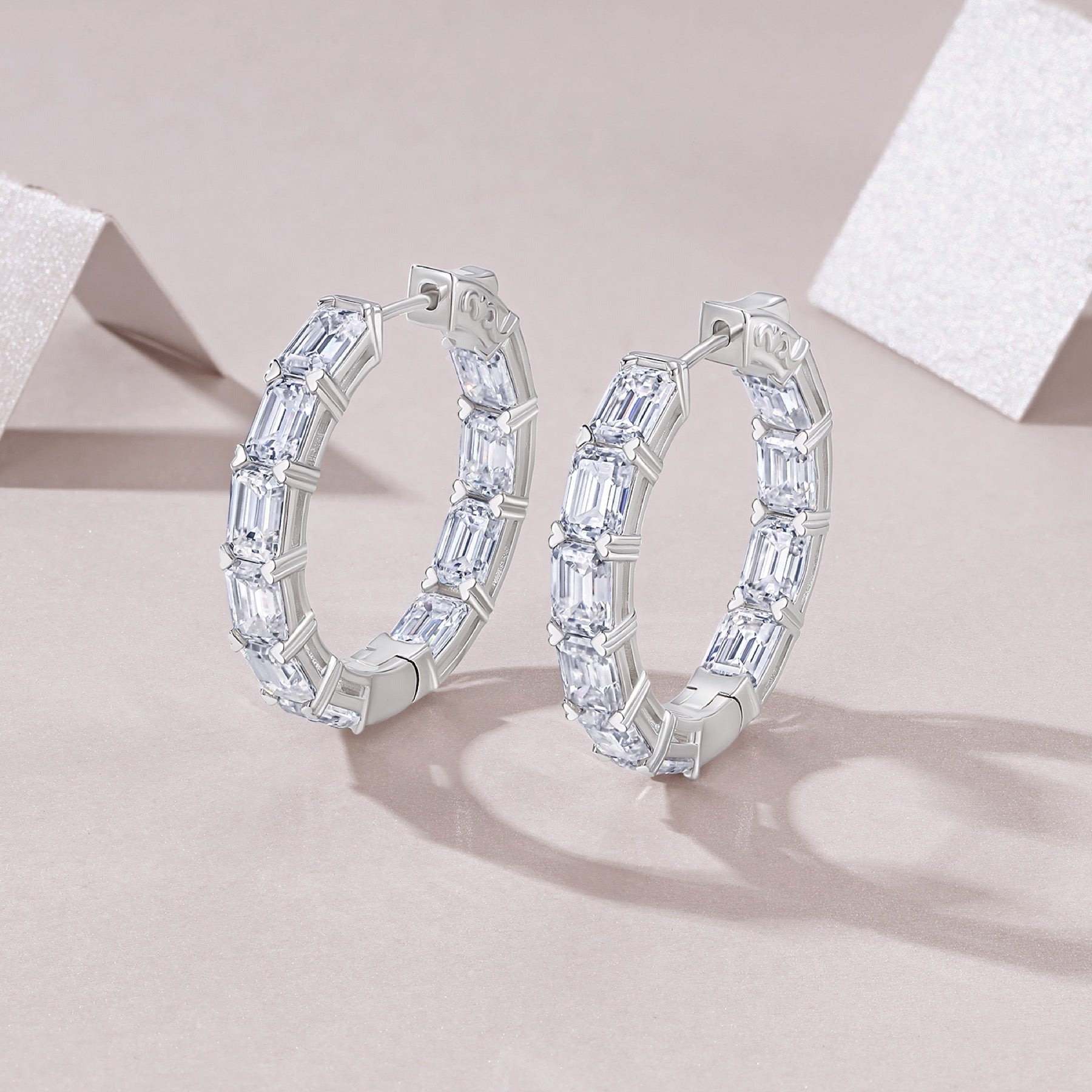 Ambra Moissanite Hoop Earrings in Sterling Silver