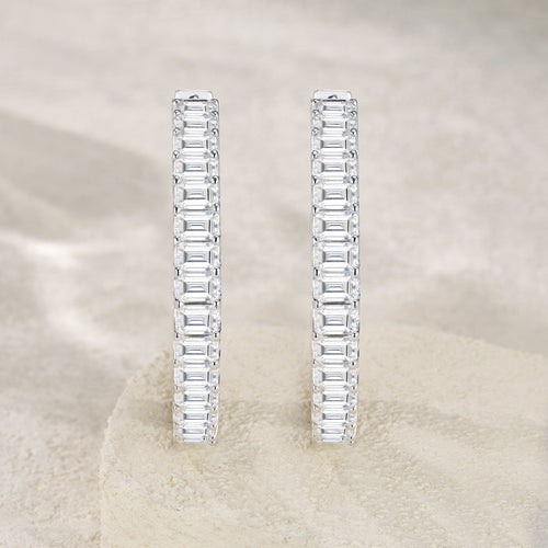 Anello Moissanite Hoop Earrings in Sterling Silver