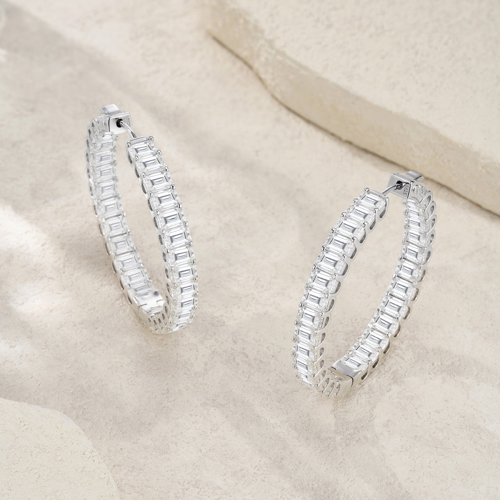 Anello Moissanite Hoop Earrings in Sterling Silver
