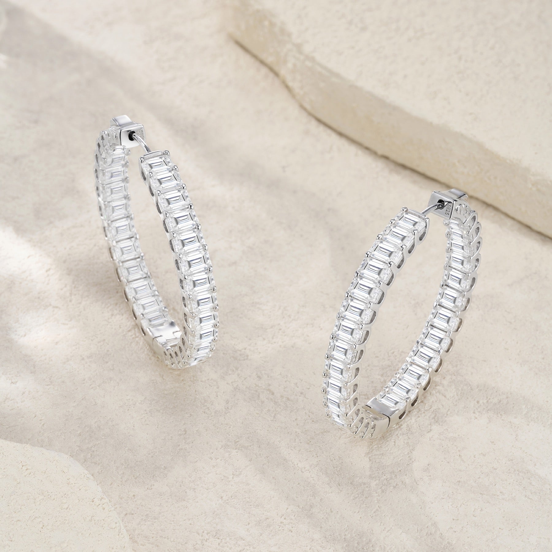 Anello Moissanite Hoop Earrings in Sterling Silver