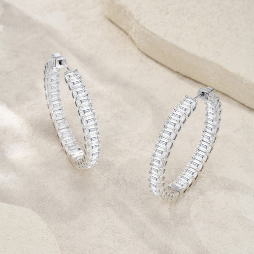 Anello Moissanite Hoop Earrings in Sterling Silver