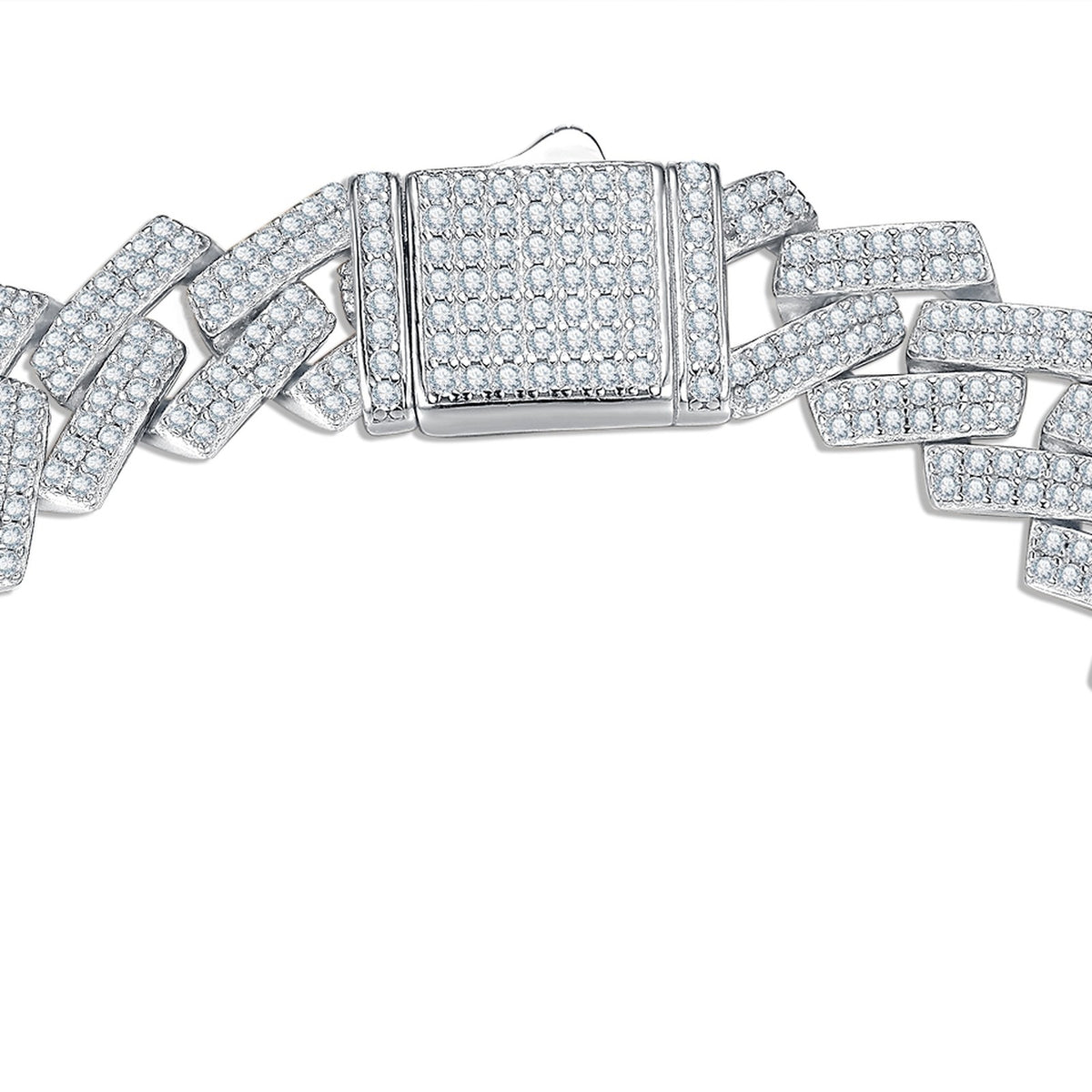 Chiglia Moissanite Cuban Link Bracelet in Sterling Silver — detail