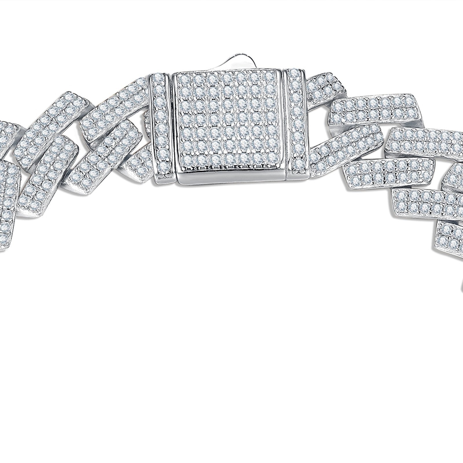 Chiglia Moissanite Cuban Link Bracelet in Sterling Silver — detail