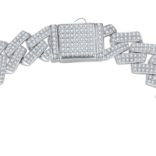 Chiglia Moissanite Cuban Link Bracelet in Sterling Silver — detail