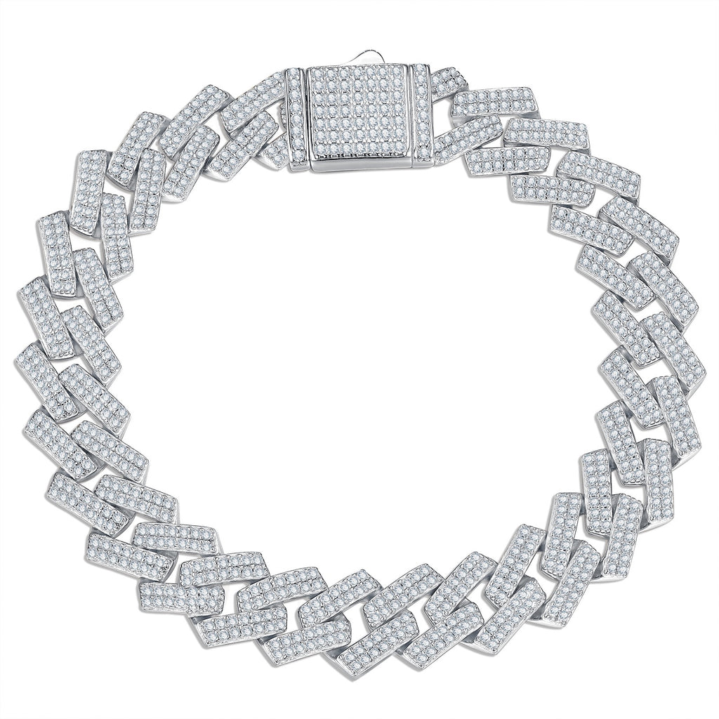 Chiglia Moissanite Cuban Link Bracelet in Sterling Silver