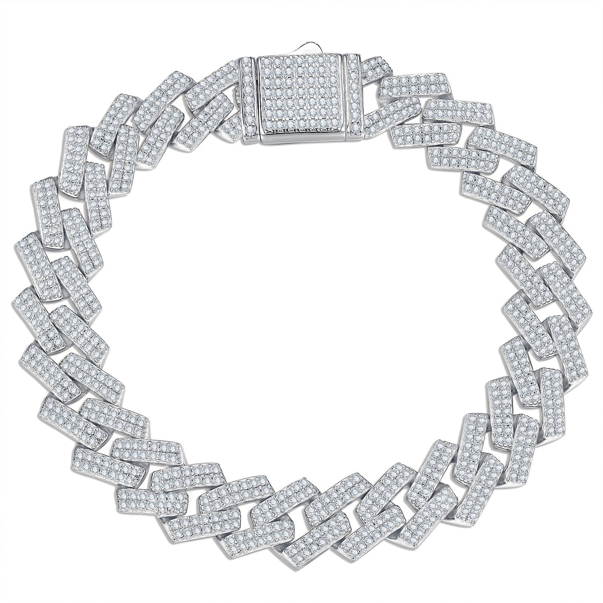 Chiglia Moissanite Cuban Link Bracelet in Sterling Silver