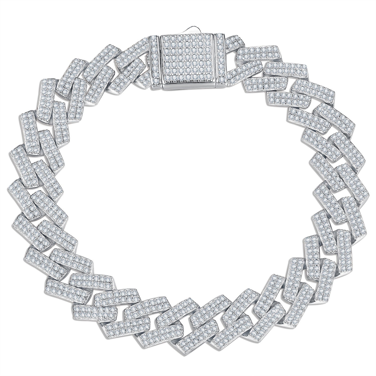 Chiglia Moissanite Cuban Link Bracelet in Sterling Silver