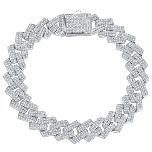 Chiglia Moissanite Cuban Link Bracelet in Sterling Silver