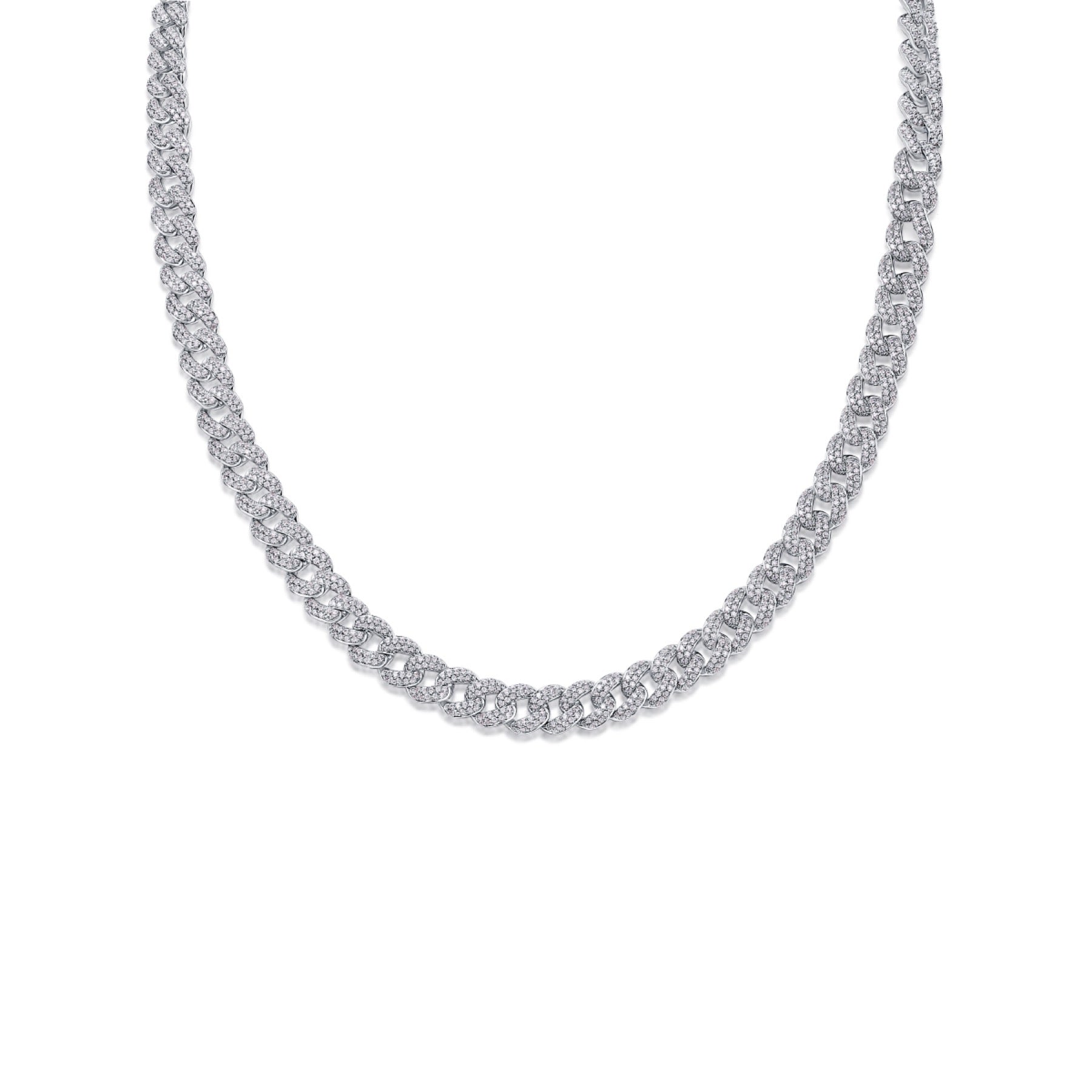 Aurora Moissanite Cuban Link Bracelet in Sterling Silver