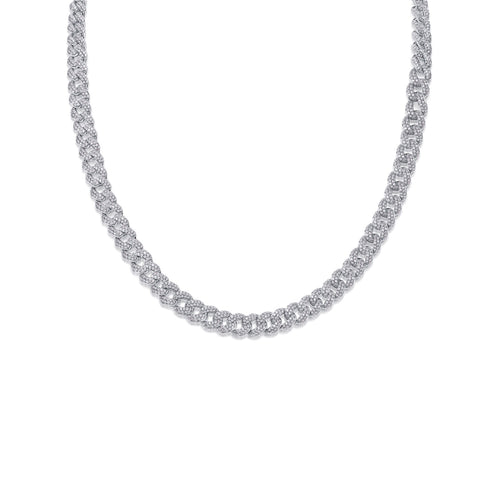 Aurora Moissanite Cuban Link Bracelet in Sterling Silver