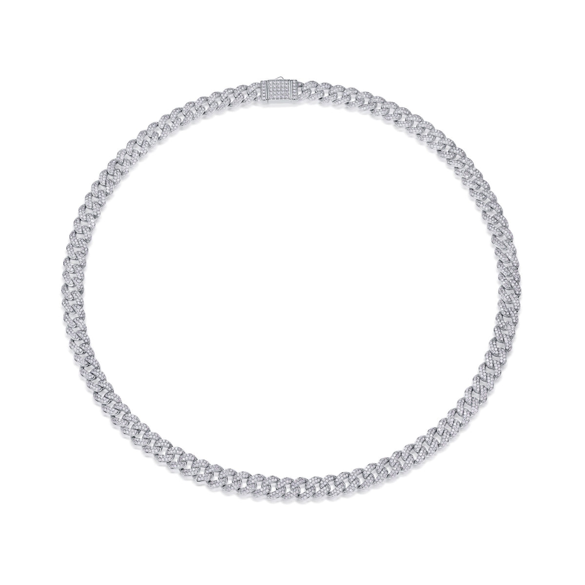 Aurora Moissanite Cuban Link Bracelet in Sterling Silver