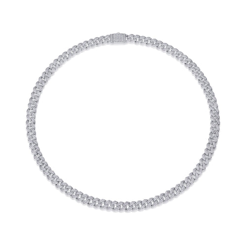 Aurora Moissanite Cuban Link Bracelet in Sterling Silver