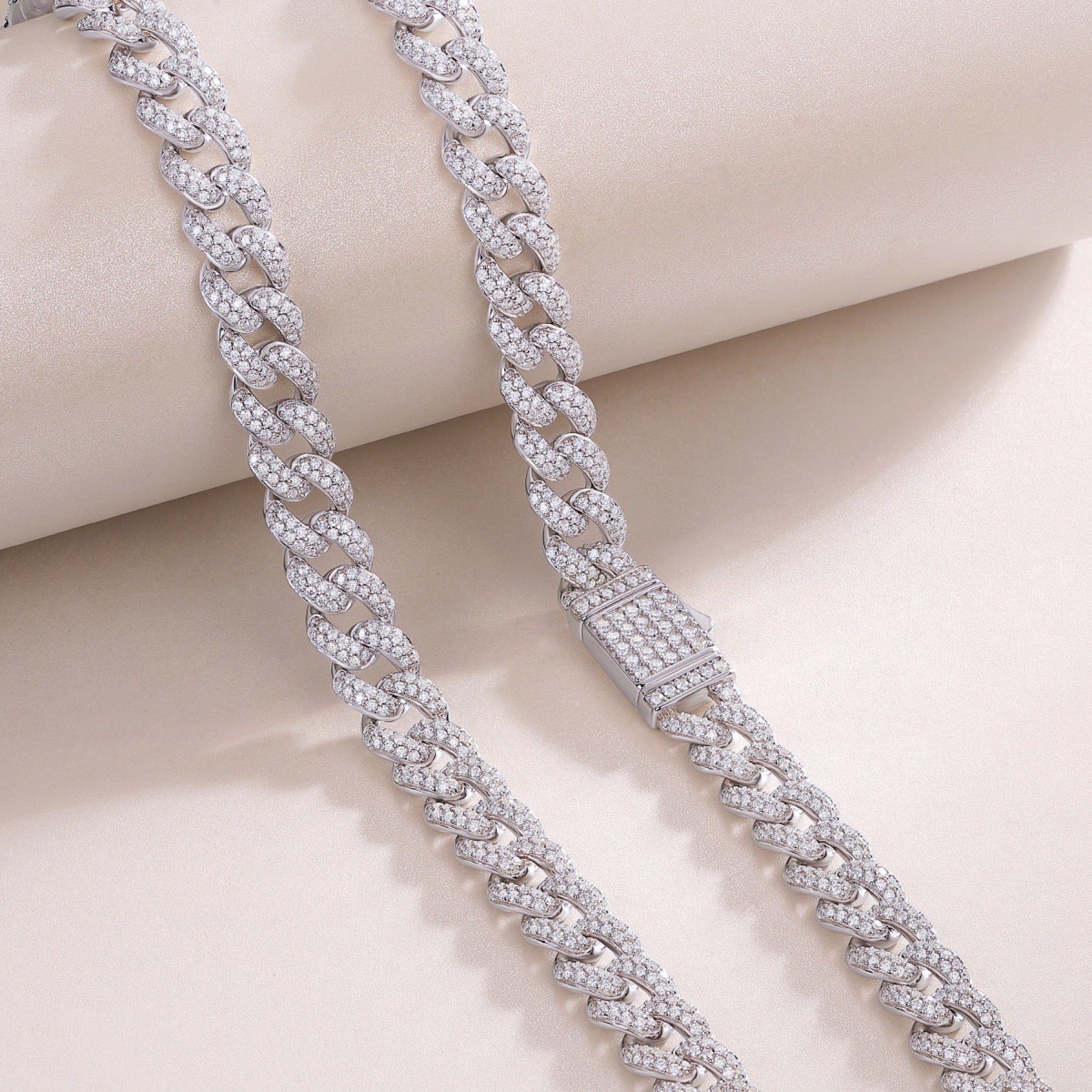 Aurora Moissanite Cuban Link Bracelet in Sterling Silver