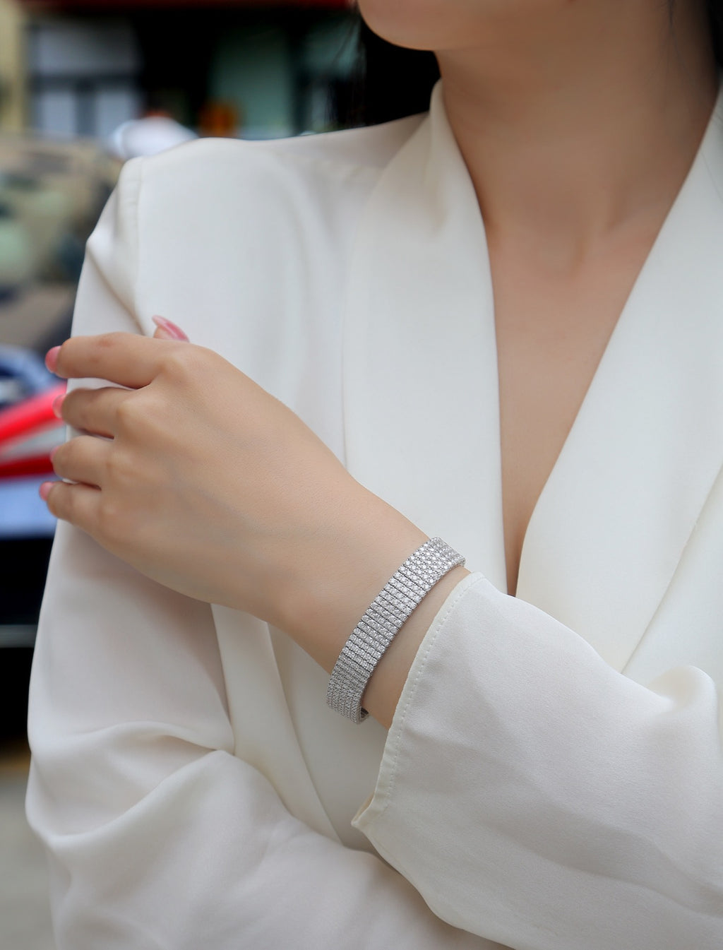 Essenza Moissanite Bracelet in Sterling Silver