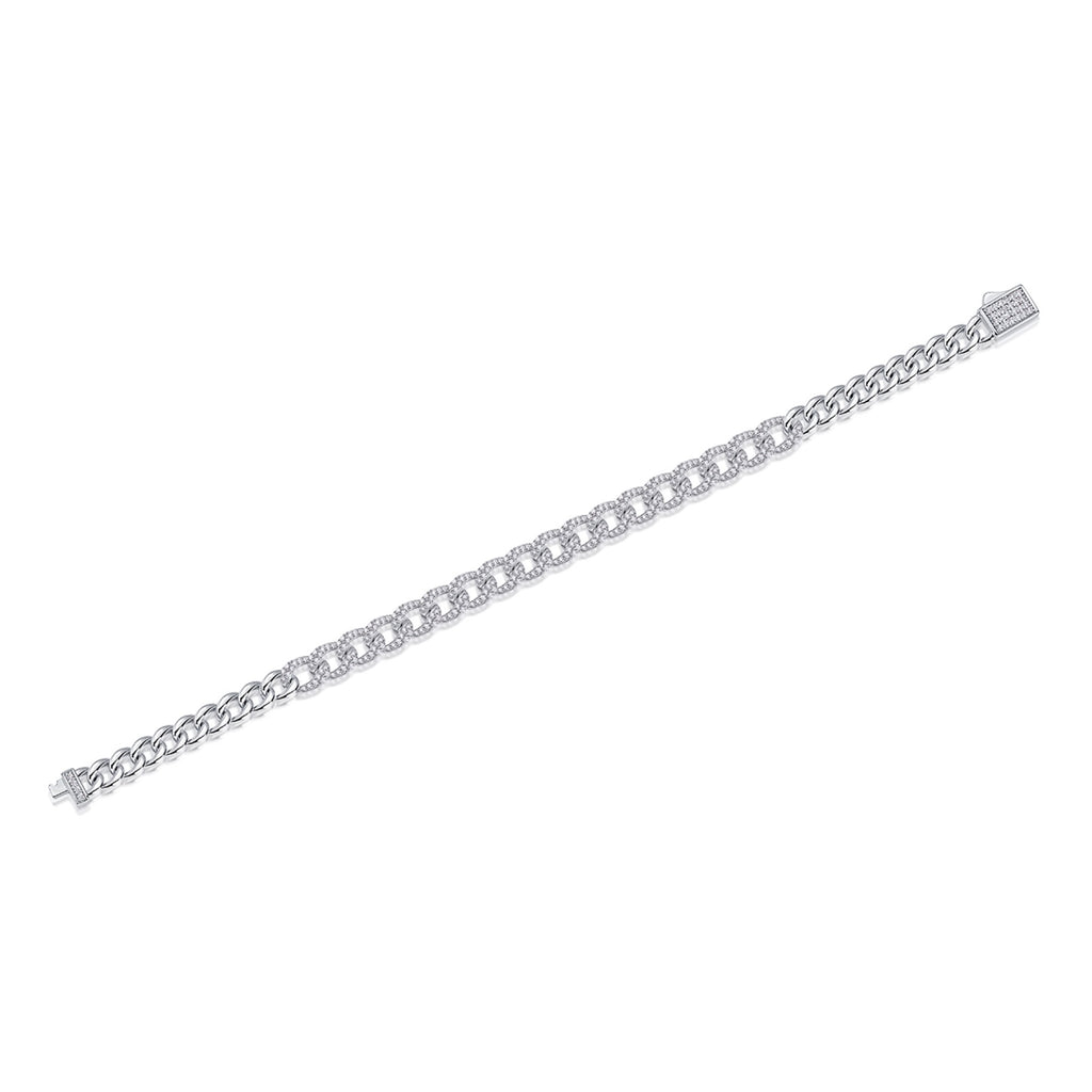 Sommo Moissanite Cuban Link Bracelet in Sterling Silver