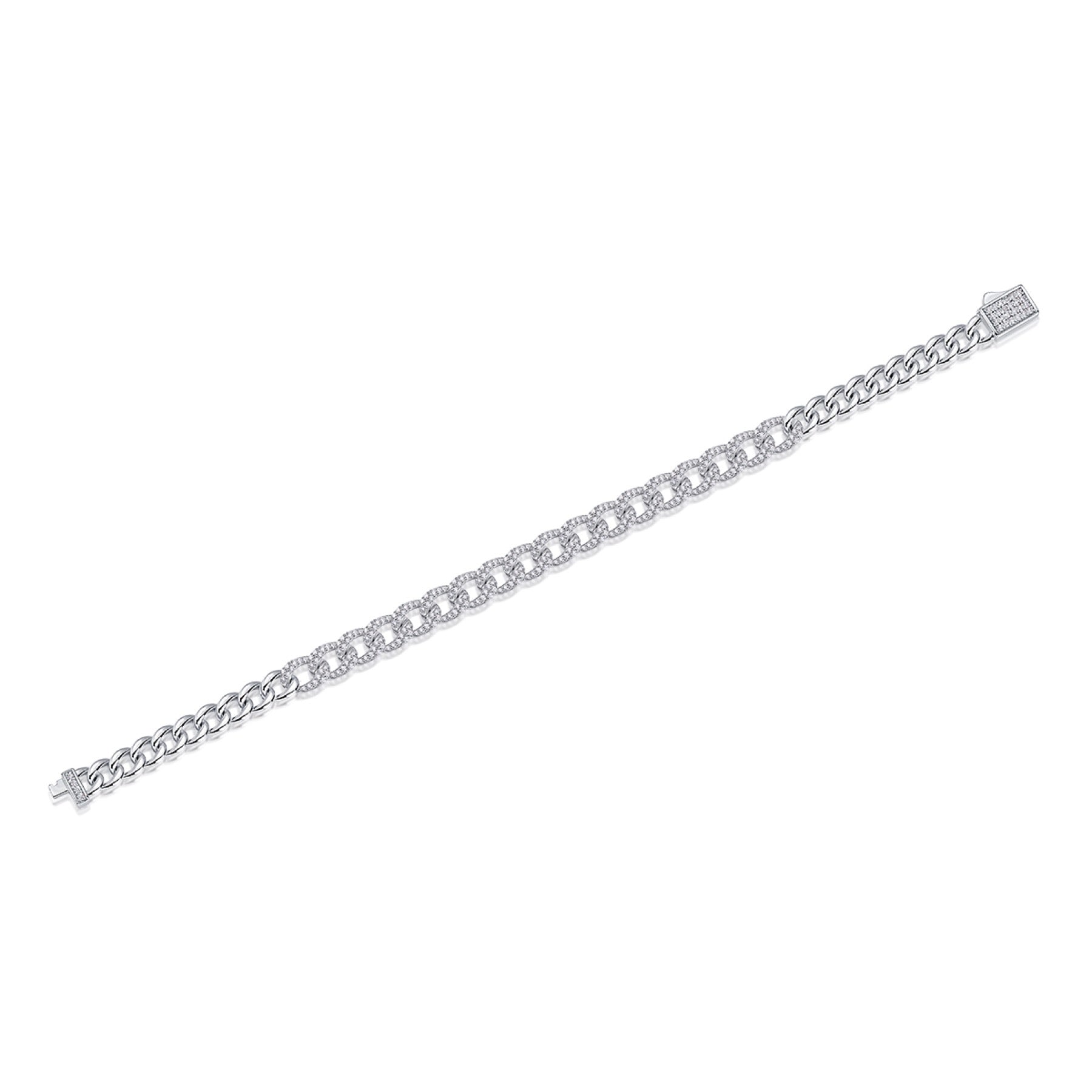 Sommo Moissanite Cuban Link Bracelet in Sterling Silver