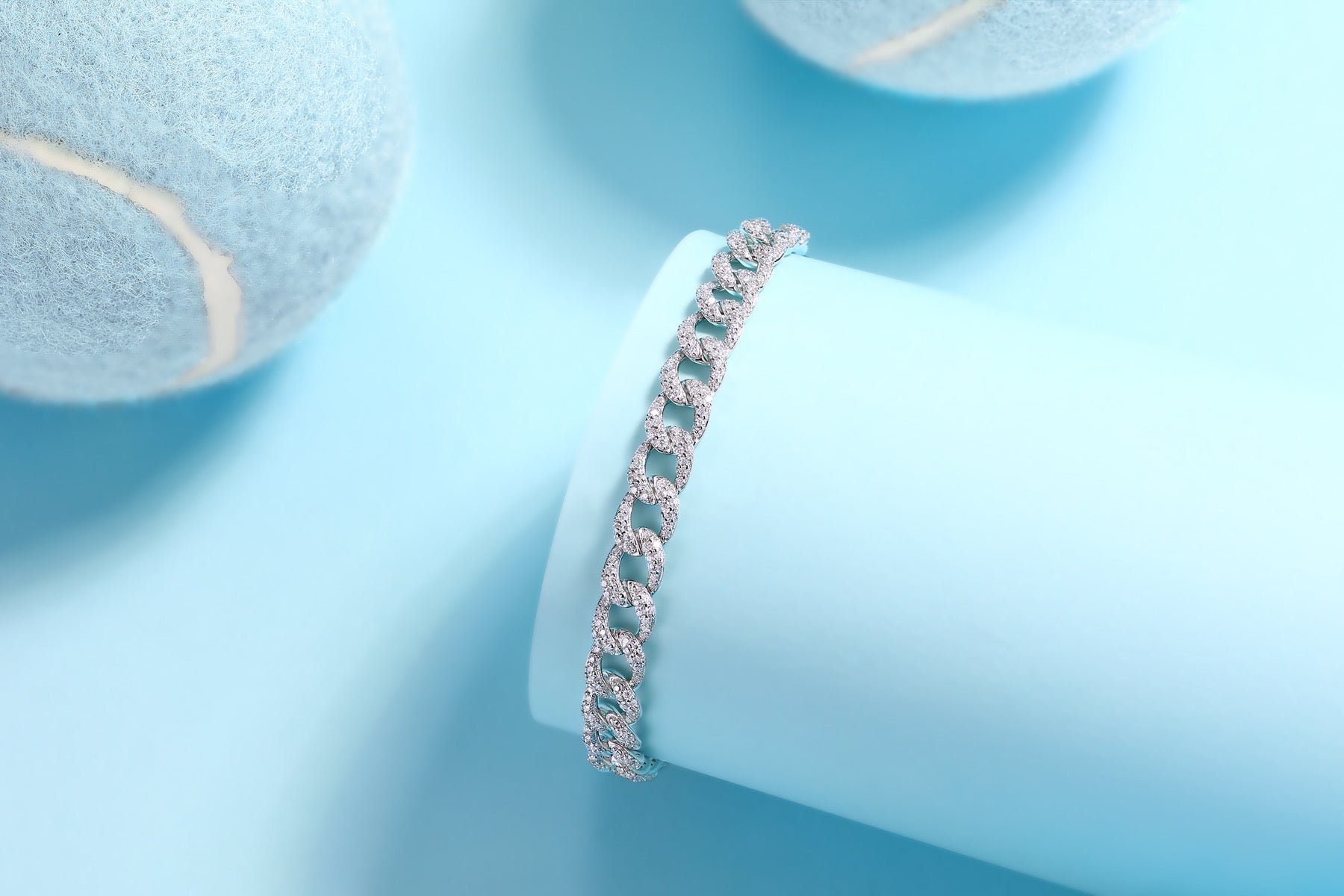Sommo Moissanite Cuban Link Bracelet in Sterling Silver