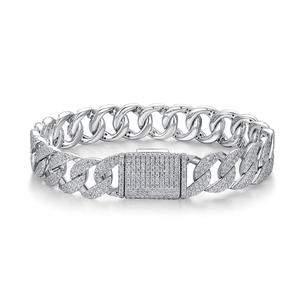 Nodulo Moissanite Cuban Link Bracelet in Sterling Silver