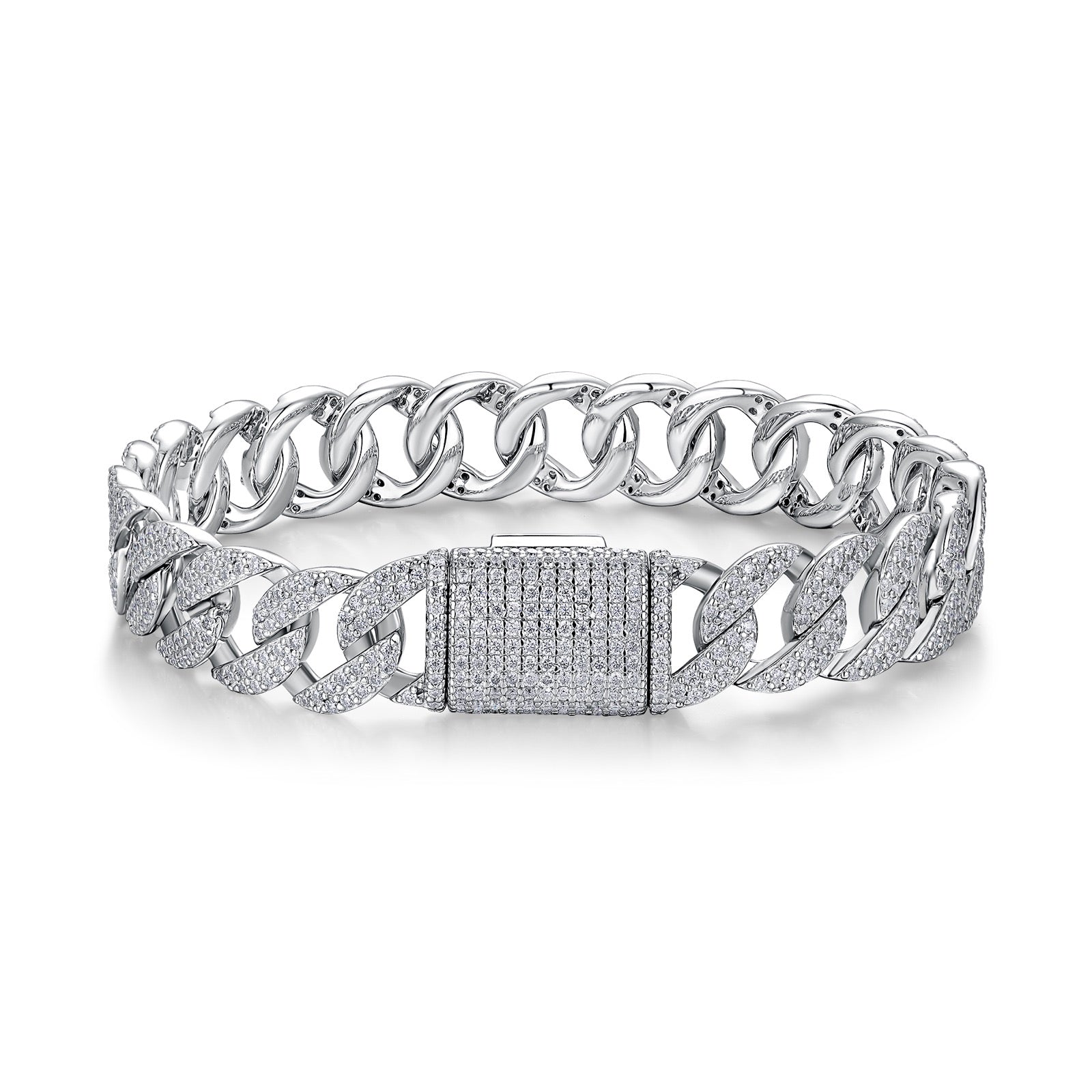 Nodulo Moissanite Cuban Link Bracelet in Sterling Silver