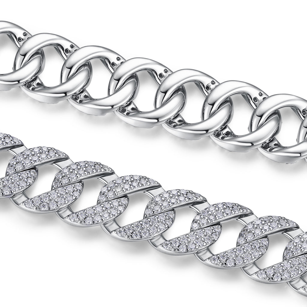 Nodulo Moissanite Cuban Link Bracelet in Sterling Silver