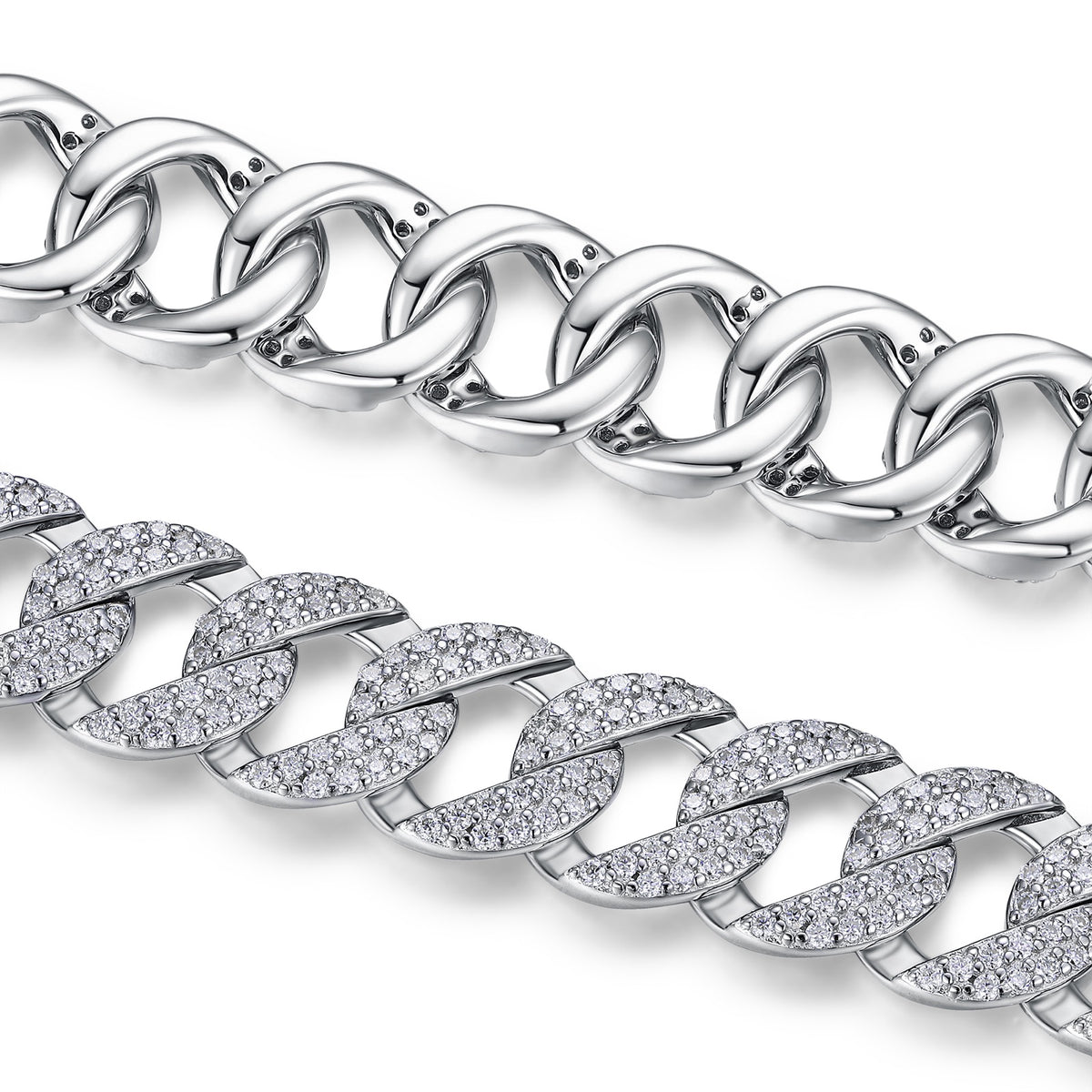 Nodulo Moissanite Cuban Link Bracelet in Sterling Silver