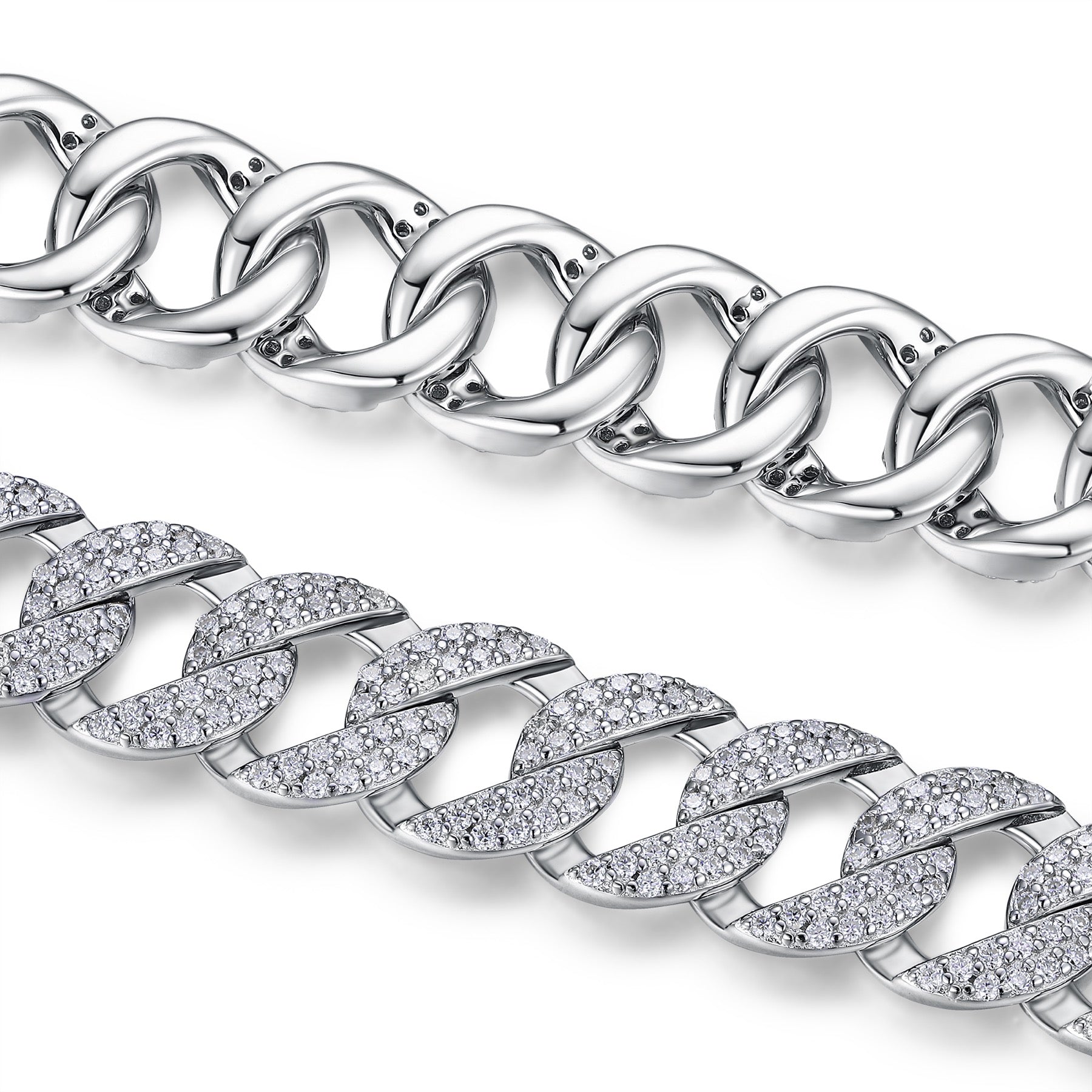 Nodulo Moissanite Cuban Link Bracelet in Sterling Silver