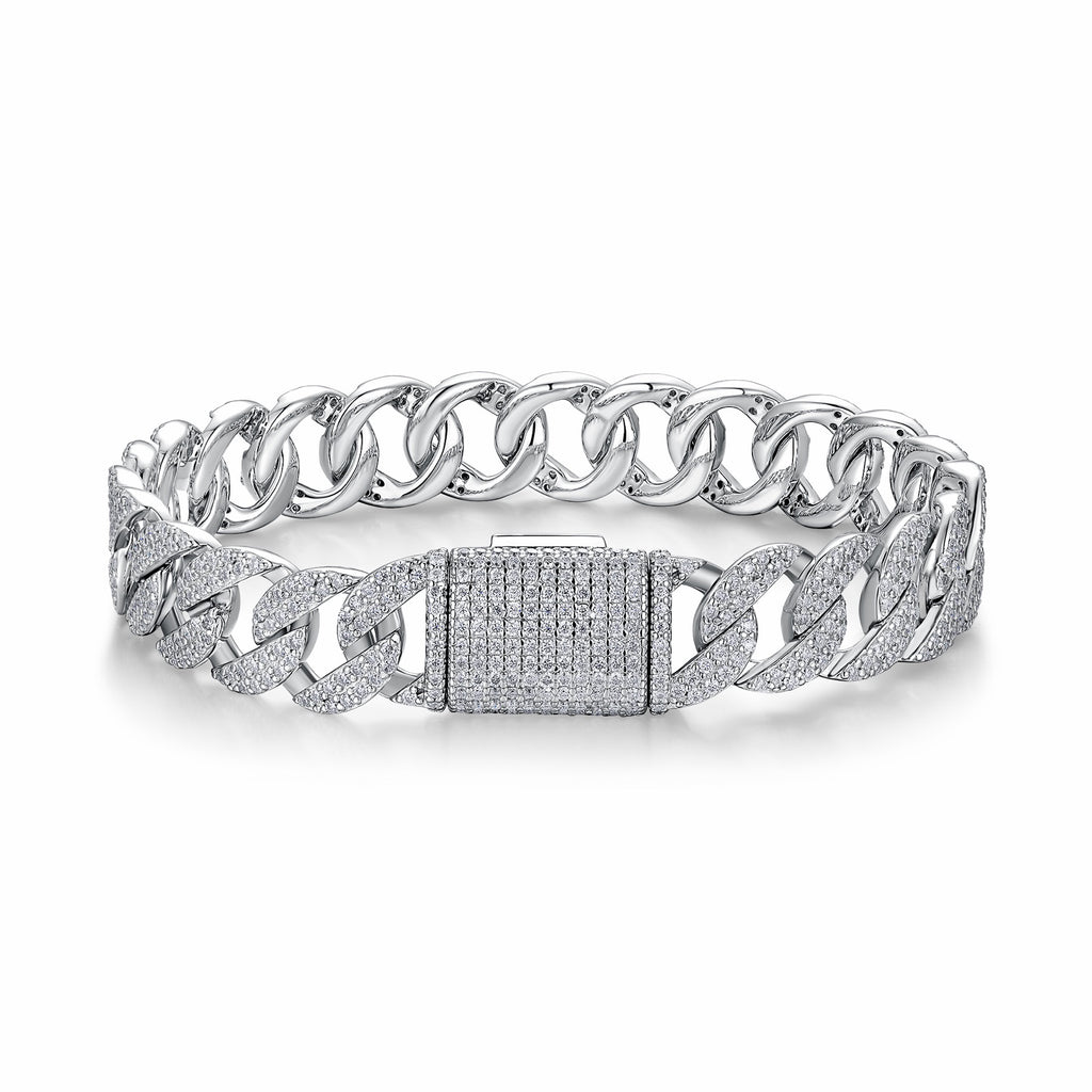 Nodulo Moissanite Cuban Link Bracelet in Sterling Silver