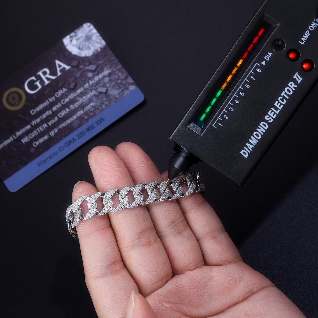 Nodulo Moissanite Cuban Link Bracelet in Sterling Silver