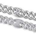 Vincolo Moissanite Cuban Link Bracelet in Sterling Silver