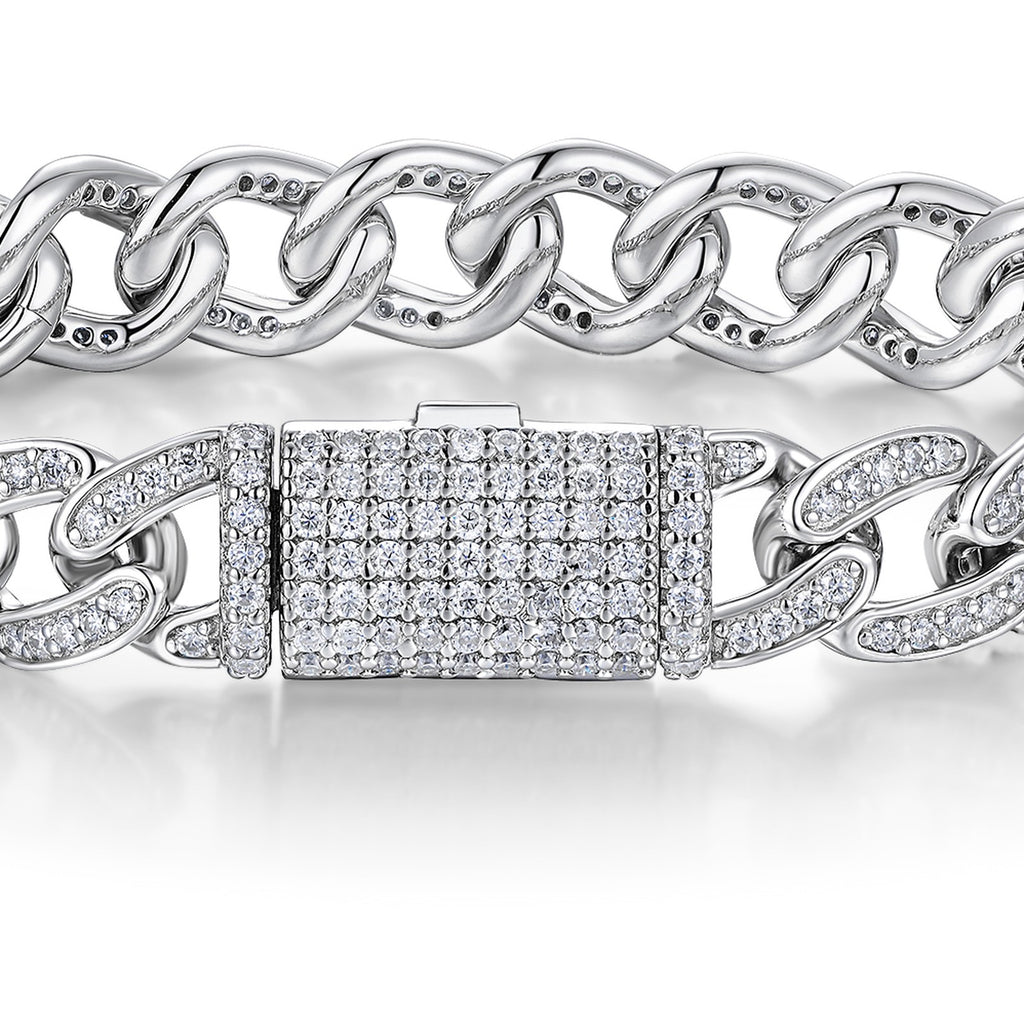 Legame Moissanite Cuban Link Bracelet in Sterling Silver — detail