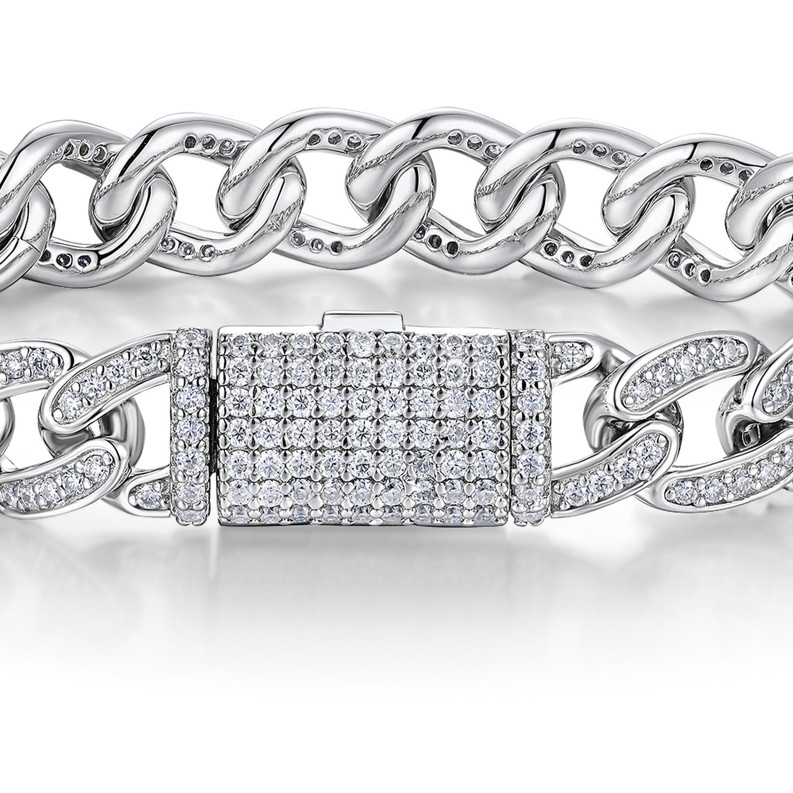 Legame Moissanite Cuban Link Bracelet in Sterling Silver — detail