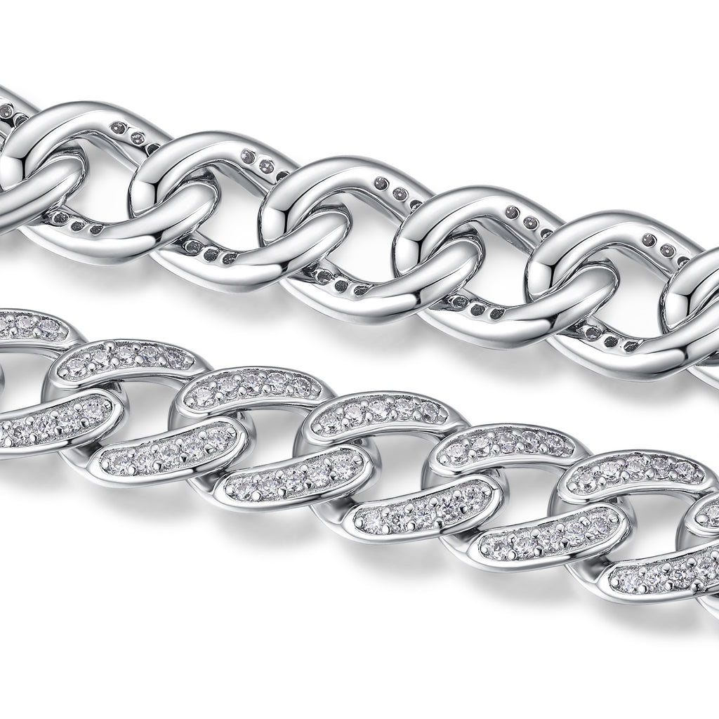 Legame Moissanite Cuban Link Bracelet in Sterling Silver