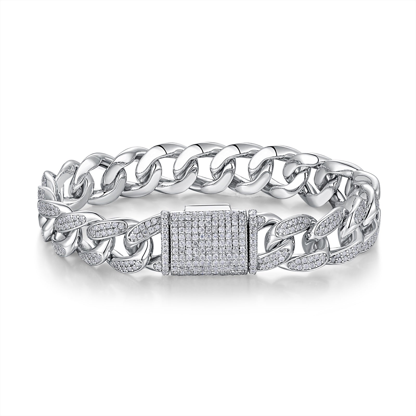Maglione Moissanite Cuban Link Bracelet in Sterling Silver